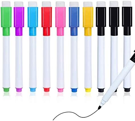 Autoau Whiteboard Markers Pack Of 10 Foil Pen Wipe Clean With