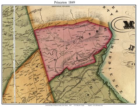 Princeton Township New Jersey 1849 Old Town Map Custom Print Mercer