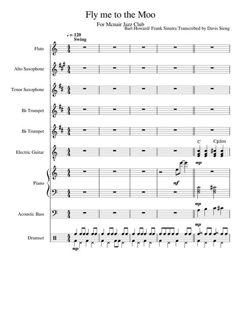 Fly Me To The Moon Sheet Music For Piano Flute Saxophone Alto Saxophone Tenor And More