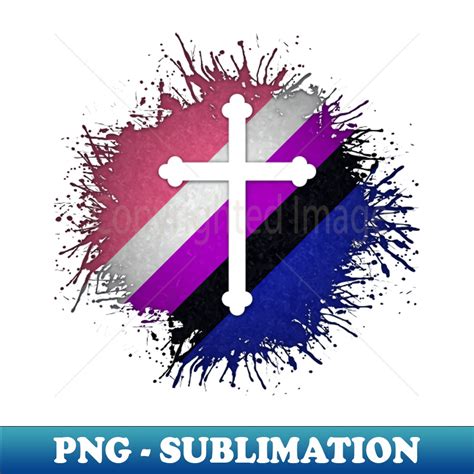 Paint Splatter Gender Fluid Pride Flag Cross Symbol Premiu Inspire