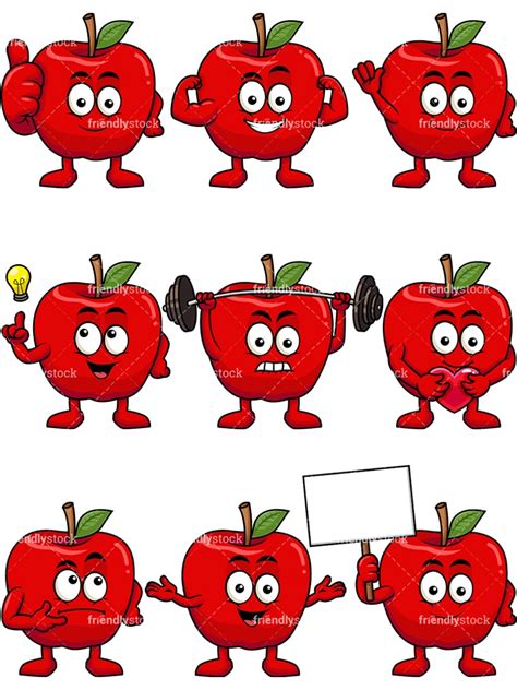 Mascot Apple Cartoon Character Clipart Friendlystock