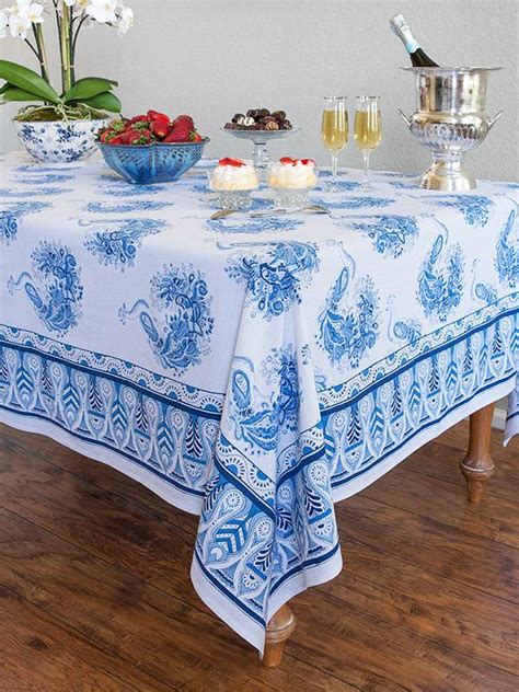 Moroccan Tablecloth Blue And White Tablecloth Ivory Tablecloth