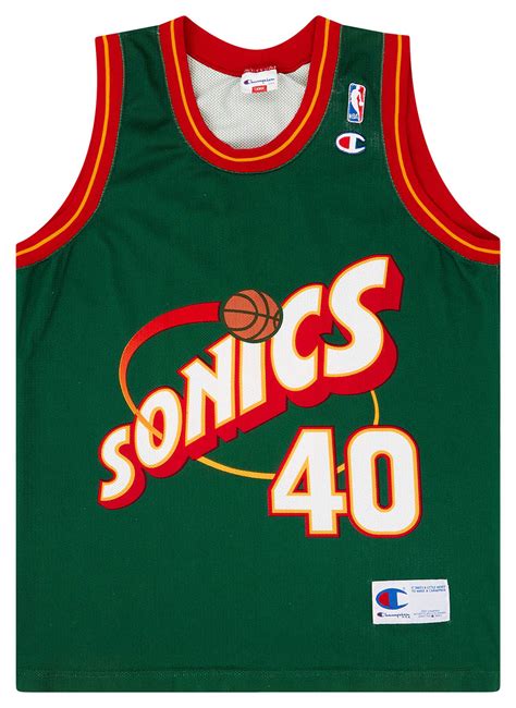 1995 97 Seattle Supersonics Kemp 40 Champion Away Jersey Excellent L