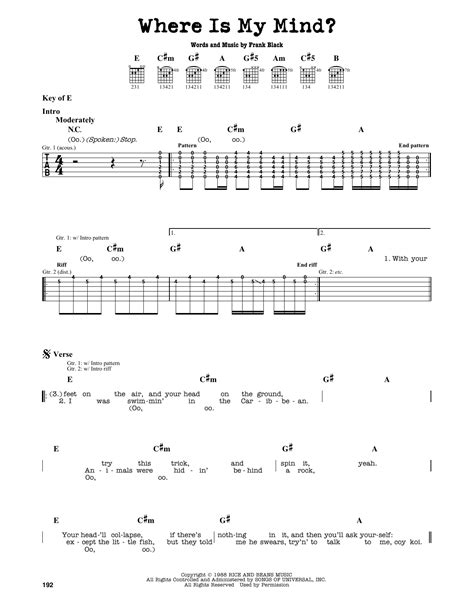 Where Is My Mind? by Pixies - Guitar Lead Sheet - Guitar Instructor