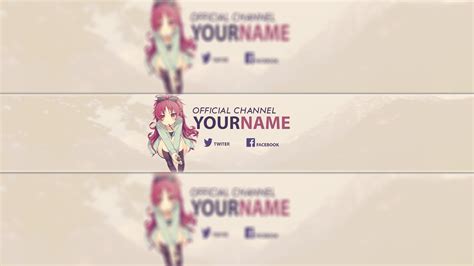 FREE Anime youtube banner template#30 | Photoshop + Tutorial - YouTube