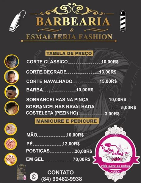 Tabela de preço personalizado Tabela de preços Barbearia Avental de