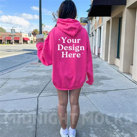 Gildan 18500 Heliconia Hoodie Mockup Back Of Hoodie Mockup Oversized Hoodie Mockup Trendy