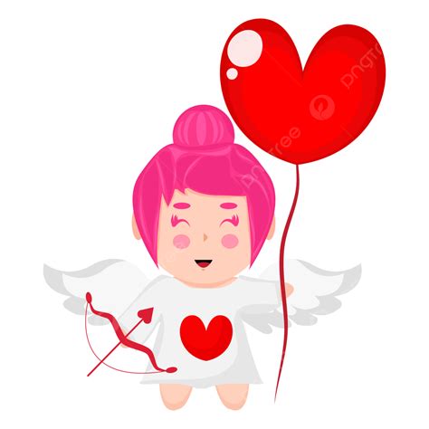 Cute Cupid Girl With A Ballon Celebrate Valentine Png Design Cupid