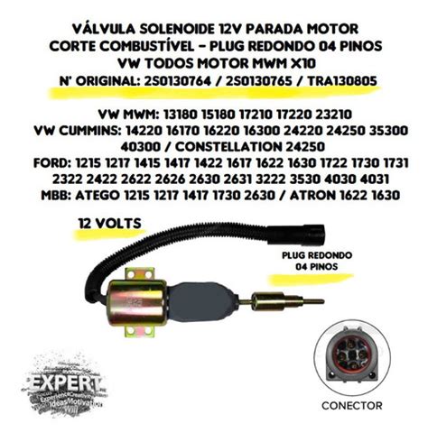 Válvula Solenoide 12v Corte Combustível Vw Tra130805 Mercado Livre