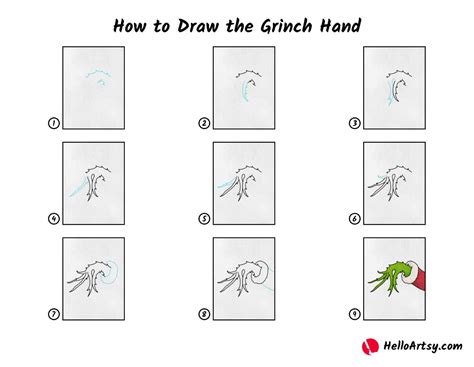 How to Draw the Grinch Hand - HelloArtsy