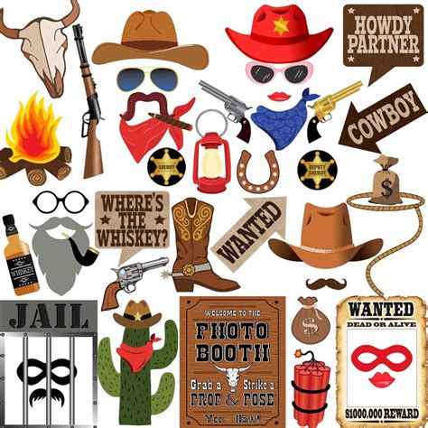 42 Piece Cowboy Photo Booth Props For Western Party Australia Ubuy