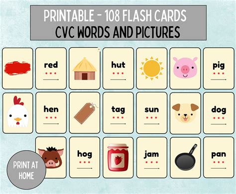 CVC Phonics Flashcards, CVC Printable Flashcards, Preschool Learn to ...