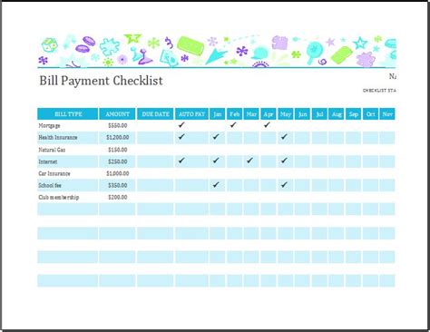 Bill Pay Checklist Free Printable