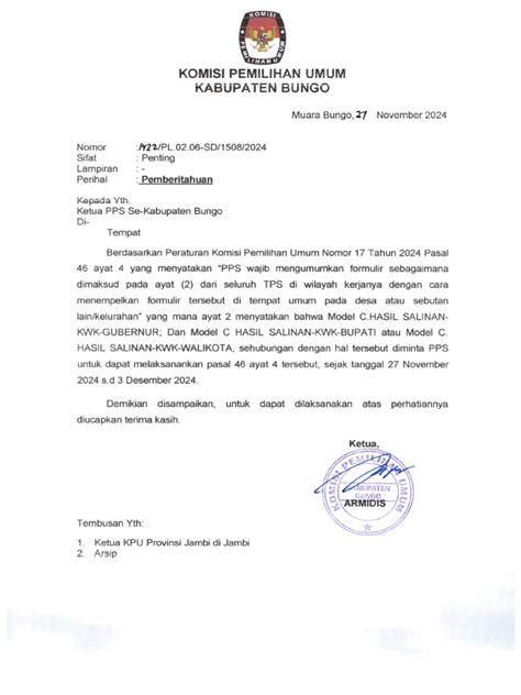 surat pemberitahuan  pps