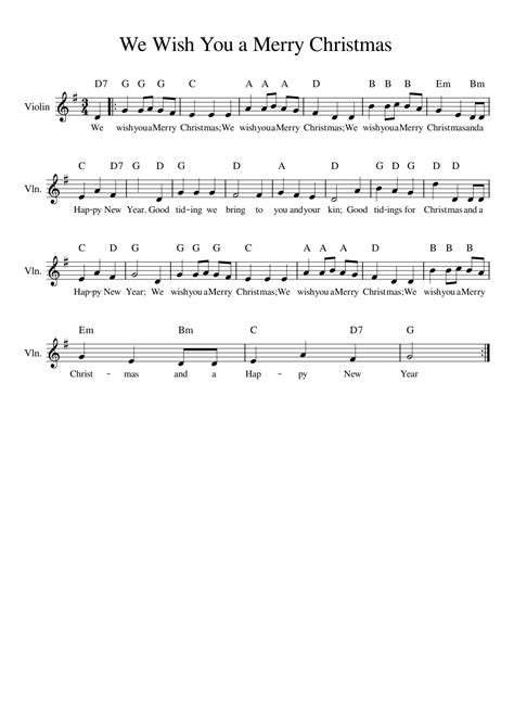 We Wish You A Merry Christmas Mscz Sheet Music For Violin String Ensemble