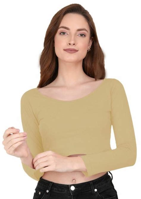 Buy The Blazze B Womens Cotton Scoop Neck Crop Top Full Sleeve