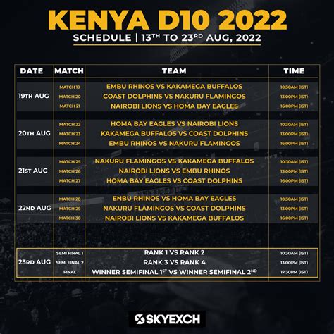 Skyexch On Twitter Here Is The Full Schedule For The Kenya D League