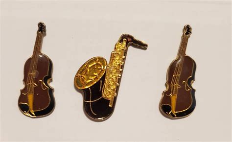 Vintage Enamel Music Pins Saxophone Cello Classical Musical