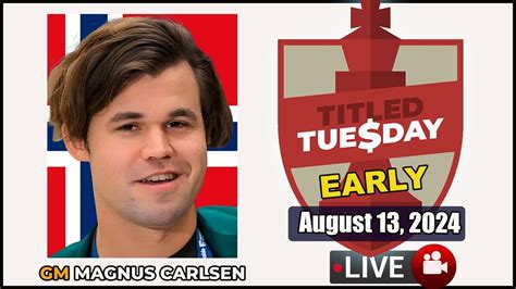 Magnus Carlsen Titled Tuesday Early August 13 2024 Chesscom