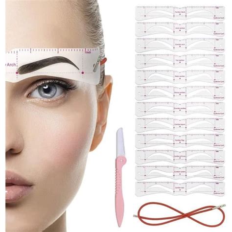 12 Pièces Kit De Pochoir À Sourcils Tampon À Sourcils Kit De Modelage