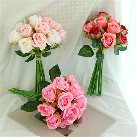 1 Bouquet, Simulated Flower Rose, Hibiscus Rose Fake Flower, Flower ...