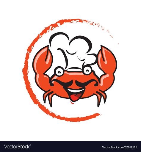 Cartoon character crab logo design Royalty Free Vector Image