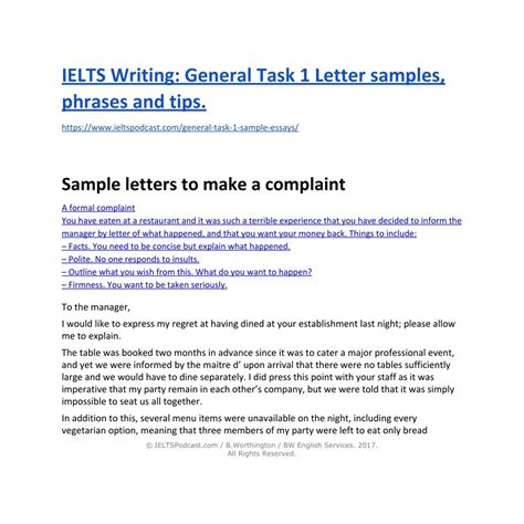 Ppt Ielts Writing General Task 1 Sample Letters And Phrases Powerpoint Presentation Id7721541