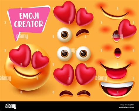 Emoji Creator Vector Set Design Smiley D In Love And Happy Character