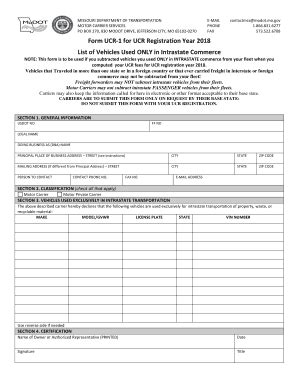 Fillable Online Form UCR 1 For UCR Registration Year 2018 Fax Email