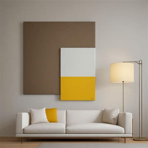 Premium AI Image | A large canvas against a white wall and a couch