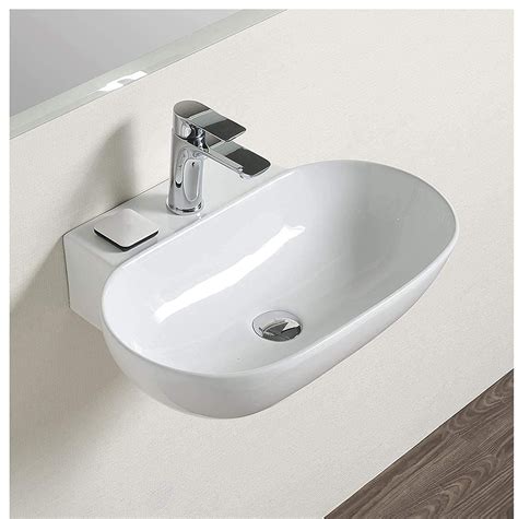 Kemjo Wall Mounted Wash Basin For Bathroom Wall Hung Large Wash Basin