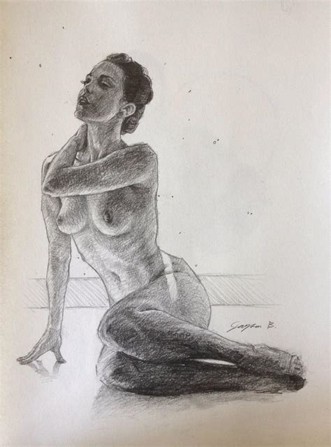 Original Nude Pin Up Girl Sketch Drawing Sexy Comic Art Signed