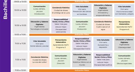 Materias Horarios Y Canales De Transmisión Para Bachillerato Del 24 Al 28 De Agosto