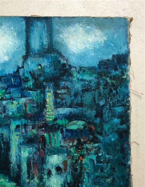 Proantic Animated Night City Oil On Canvas Signed Braunstein