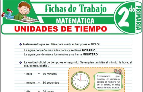 Unidades De Tiempo Para Segundo De Primaria Fichas De Trabajo