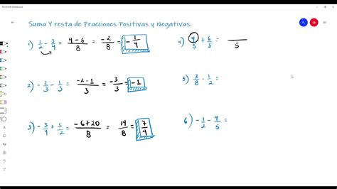Suma Y Resta De Fracciones Positivas Y Negativas Youtube