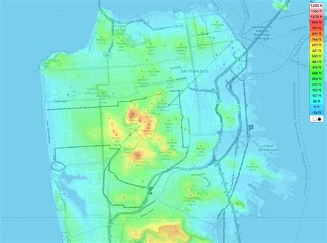 San Francisco Topographic Map Elevation And Landscape