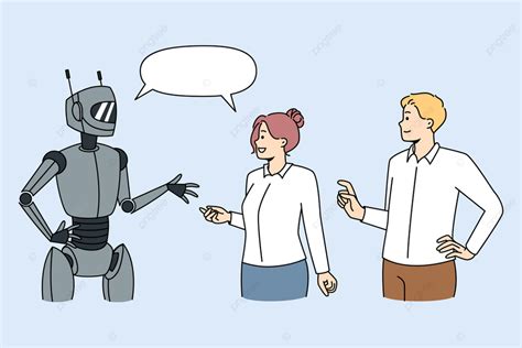 People Talking With Modern Robot Device Futuristic Help Png And