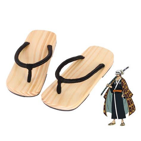 Anime One Piece Trafalgar Law Wano Country Arc Costume Shoes Wooden Cl