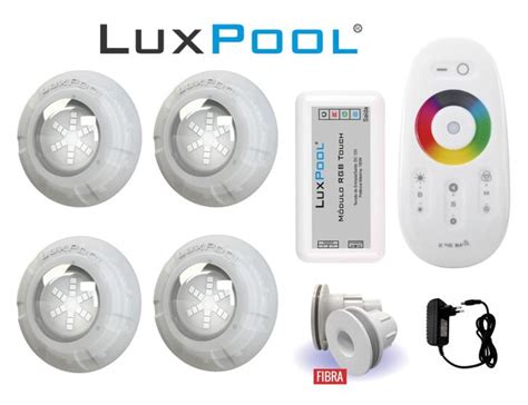 Kit Leds Rgb W Piscina Controle Fonte Nicho Fibra Luxpool