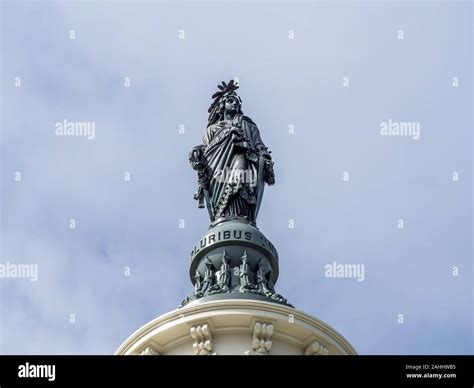 Washington United States Of America Statue Of Freedom On The Dome Of