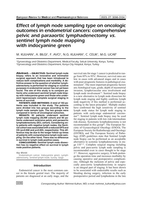 Pdf Effect Of Lymph Node Sampling Type On Oncologic Outcomes In