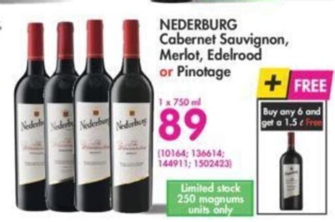 Nederburg Cabernet Sauvignon Merlot Edelrood Or Pinotage X Ml