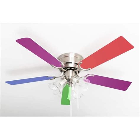 Ventilateur De Plafond Extra Plat Kisa Multicolor Nickel Brossé Avec