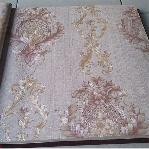 Jual Wallpaper Dinding Klasik Murah Coklat Gold Elegan Vinyl Premium