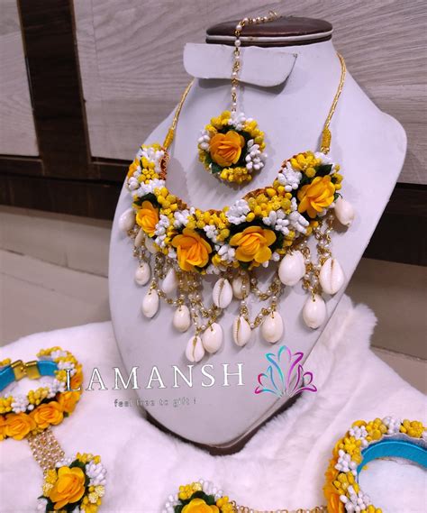 Lamansh® Shells 🐚 X Floral 🌸 Jewellery Set For Mehendi Haldi Rasam A