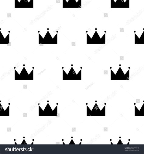 Black White Princess Crown Seamless Pattern Stock Vector (Royalty Free ...