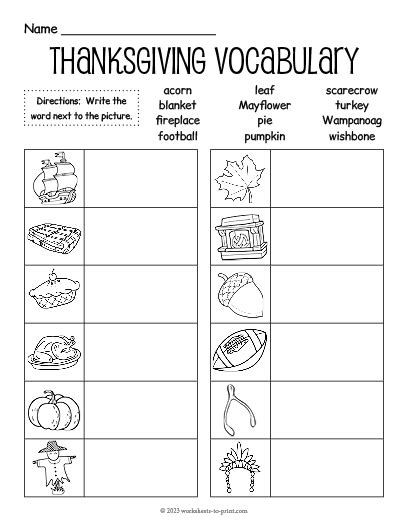 Thanksgiving Worksheets