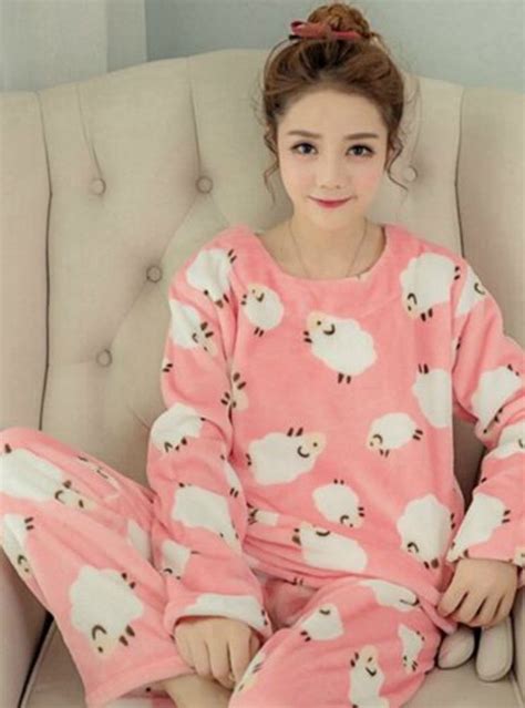 Litter Sheep Pyjamas Sets Thick Warm Coral Velvet Suit Velvet Suit