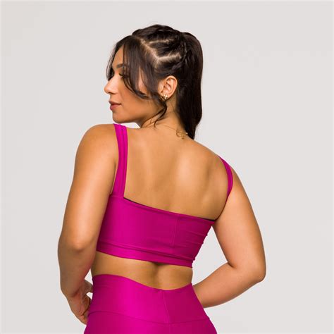 Top Feminino Rosa Adalia Fitness Poliamida Academia Decote Reto Lot